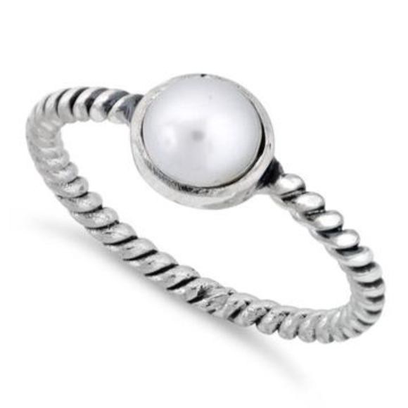 RESTOCK SOON Sterling Silver Pearl Rope Ring - Picture 2 of 7